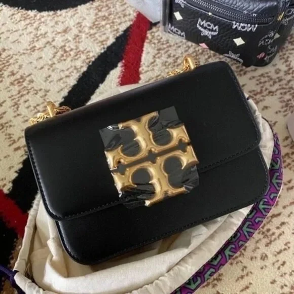 🍇Tory Burch Black Satchel with Gold Accents🐝 - Picture 1 of 4